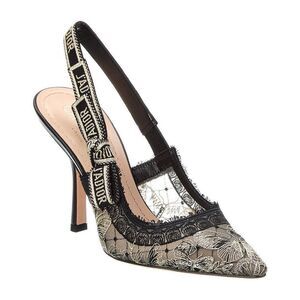 Christian Dior Bicolor Butterfly Motif Mesh Embroidered J'Adior Slingback 37